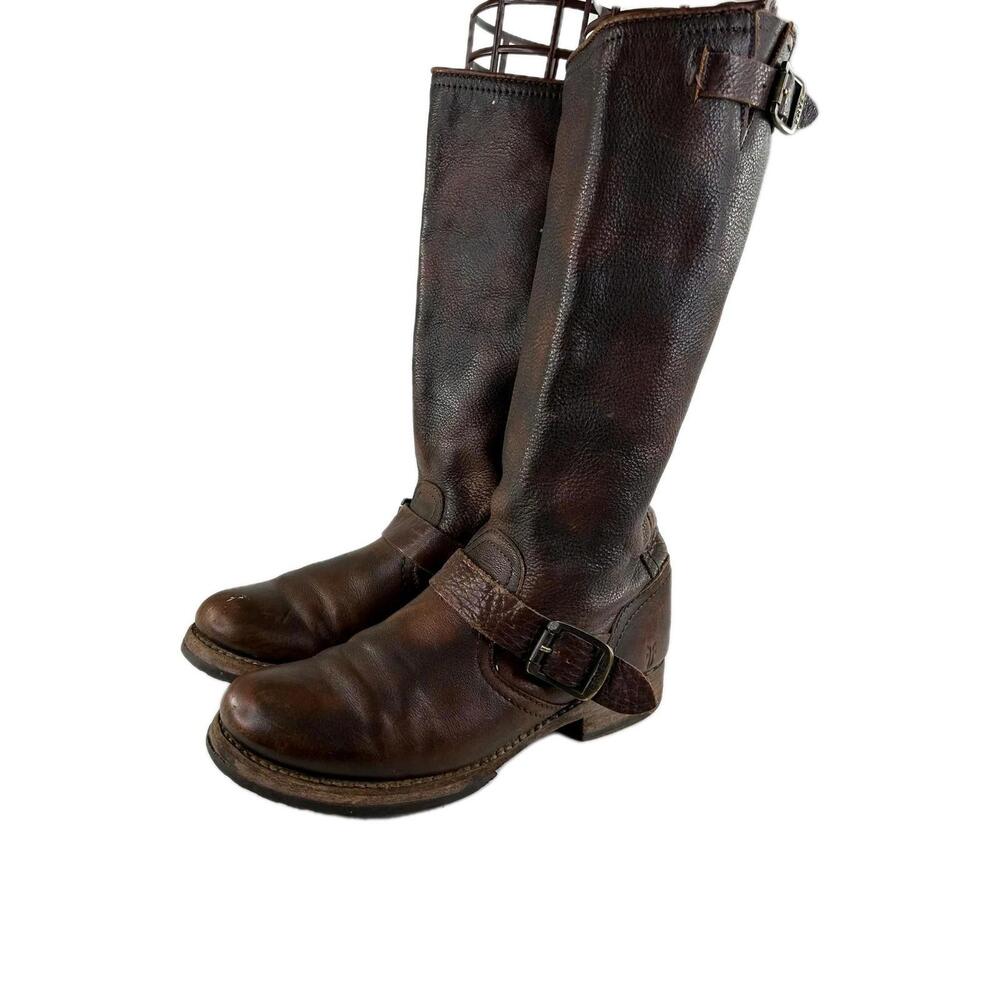 FRYE Veronica Slouch Women's Tall Boot US 7.5 B Leather Engineer Moto Boots